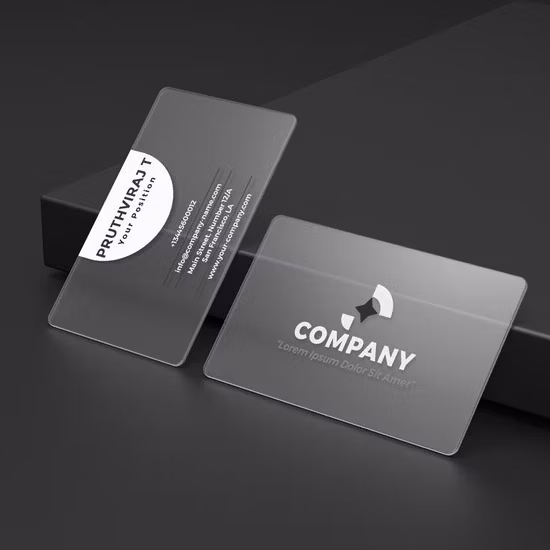 Customized Clear PVC Plastic Business Card with White Boxes