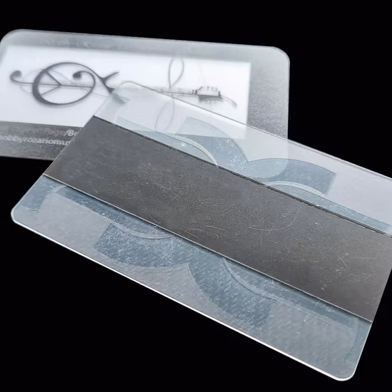 Tarjeta de visita personalizada de plástico PVC transparente con cajas blancas