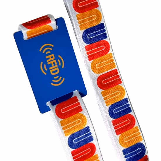 Pulsera de poliéster de sublimación RFID personalizada con etiqueta de PVC duro para eventos